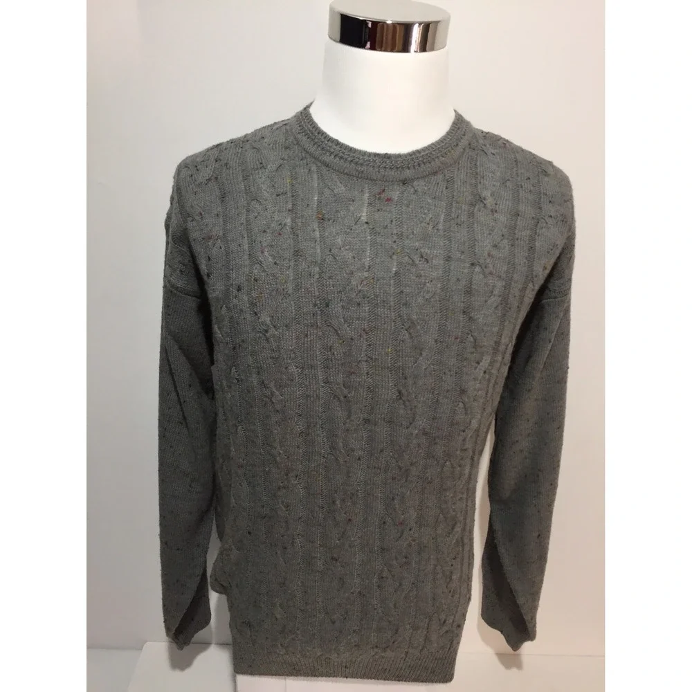 Idea Uomo Men's XL Sweater Gray Multicolor Dots Vintage Made In Italy Rare EUC